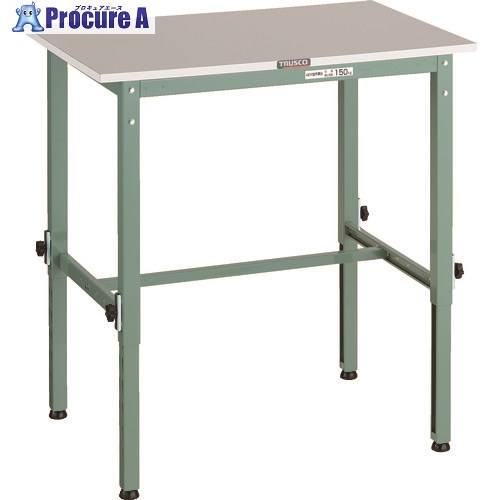 TRUSCO 軽荷重作業台高さ調節式(150kg)RAEM2型 RoHS2対応天板 900X750XH650〜950 グリーン色 RAEM2-0975 1台 ■▼161-1331
