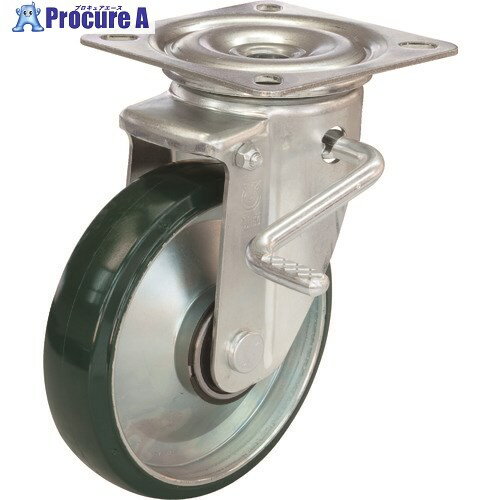 ユーエイ プレート式 自在 キャスター ウレタン 車輪径130mm ストッパー付き PMタイプ PMS-LB(R)型 取付寸法90×90(80×80) PMS-130UWBLBRINJ 1個 ▼175-8169