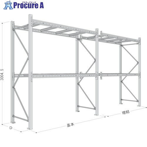 NF パレットラック 2ton用単体 奥行1100×高さ3000×有効間口2500mm 最大積載量4000kg P6-30X25A211-2 1台 ■▼463-5949 【送料都度見積】