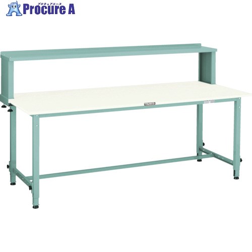TRUSCO 軽荷重作業台高さ調節式(150kg)AEM型 900X600XH954〜1254(全高) 上棚付 グリーン色 RAEM-0960YURB 1台 ■▼770-2906