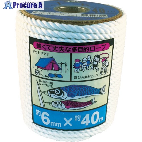 ユタカメイク ビニロンロープボビン巻 6φ×40m RV41 (6MMX40M) 1巻 ▼829-1185【代引決済不可】