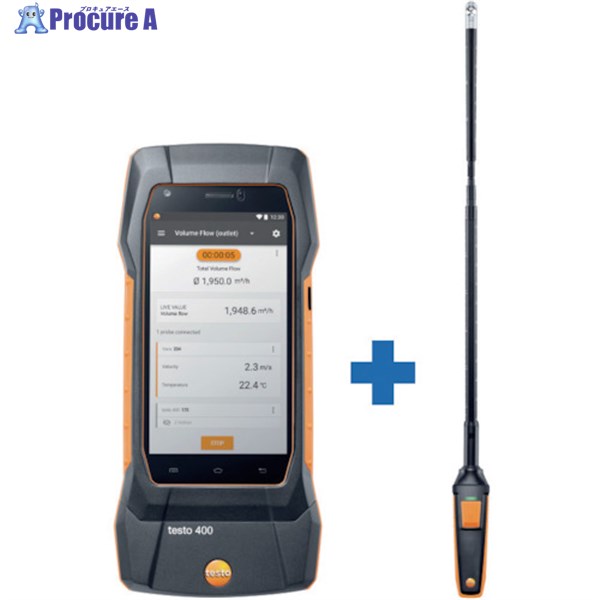 TESTO testo400 ＋ φ16mm ベーン式風速プローブ TD20-400-09 1式 ■▼255-4481