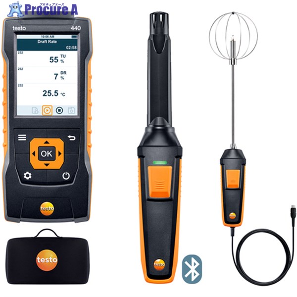 TESTO 快適度測定器 testo 440 快適度測定用プローブセット(IAQ/無指向性気流) 0563 4408 1式 ■▼127-4076