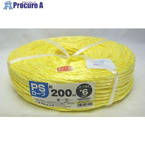 ユタカメイク 荷造り紐 PSロープ 大巻 黄 6mm×200m PSK620YE 5個 ■▼711-4549 【送料都度見積】