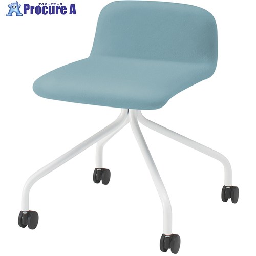 ITOKI ノットワークローバックキャスターチェア 張りぐるみ 脚ホワイト ウレタンレザー ターコイズブル..