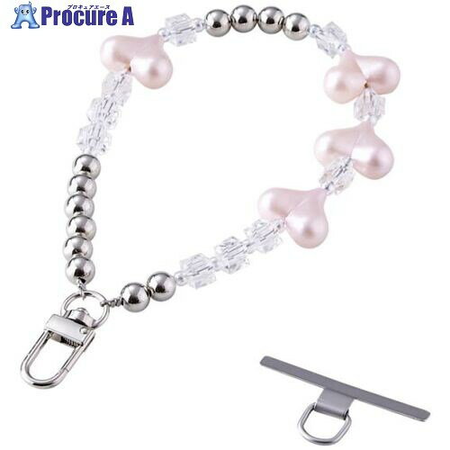 ELECOM スマホハンドストラップ ストラップホールシート付属 ビーズ ハート ピンク P-STHBEHPN 1個 ■▼704-4880