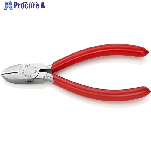 KNIPEX エレクトロニクスニッパー プラスチックハンドル クロムメッキ 125mm 7603-125 1丁 ▼116-3352