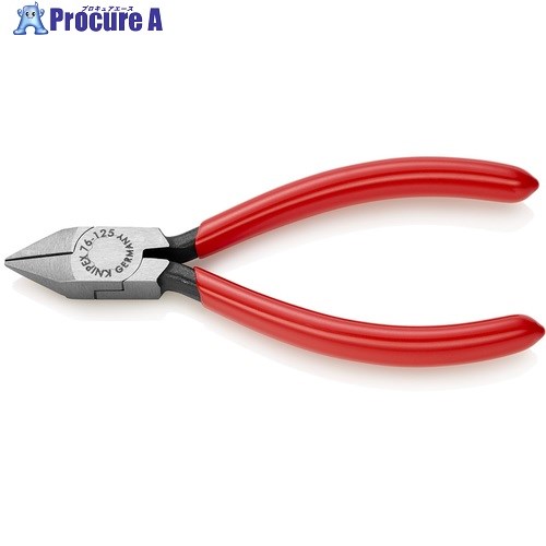 KNIPEX エレクトロニクスニッパー プラスチックハンドル 先細ヘッド 7681-125 1丁 ▼446-8937