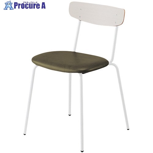 NAIKI ミーティングチェアー(4本脚 プルミノ E395型/合板:ホワイトオーク/座面:カーキ E395VSH-M13-KH 1脚 ■▼693-2585 ※個人宅様送り不可