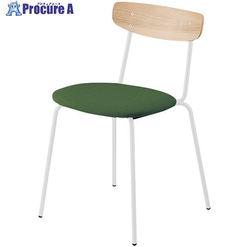 NAIKI ミーティングチェアー(4本脚 プルミノ E395型/合板:サンドウォールナット/座面:ダークグリーン E395FSH-M15-DG 1脚 ■▼693-2592 ※個人宅様送り不可