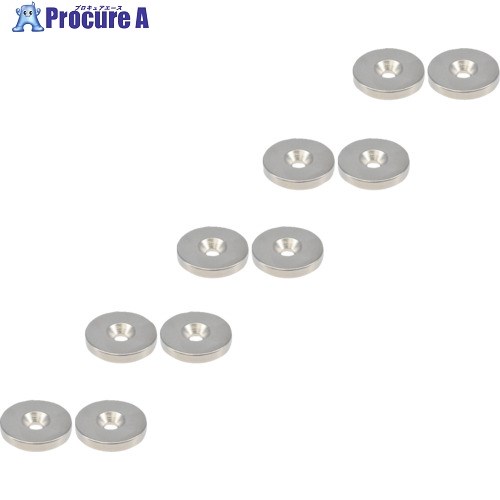 TRUSCO まとめ買い ネオジム丸形磁石 皿ねじ穴付 外径30mmX5mm M5 10個入 T30R05-M5-10P 1パック ▼692-..