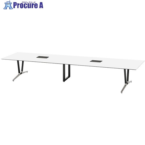 NAIKI ミーティングテーブル(舟底配線付 アドコード ADC型/天板:ホワイト 脚部:ポリッシュ/W4200×D900 ..