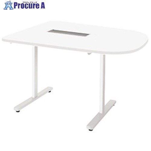 NAIKI ミーティングテーブル(配線付/半長円テーブル モプト MP型/天板:ホワイト 脚:クリアーホワイト/W1200×D900×H720 MP1290SRH-WH 1台 ■▼681-4676 ※個人宅様送り不可