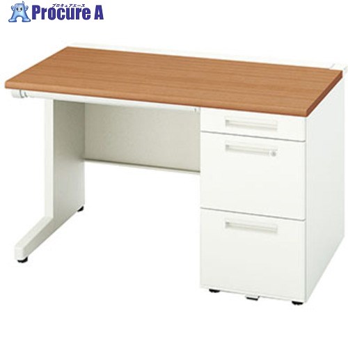 NAIKI 片袖デスク(ロングストローク XEHH型/天板:ミディアムウォールナット 本体:クリアーホワイト/W1200×D800×H720 XEHH128H-WMW 1台 ■▼544-0357 ※個人宅様送り不可(3)