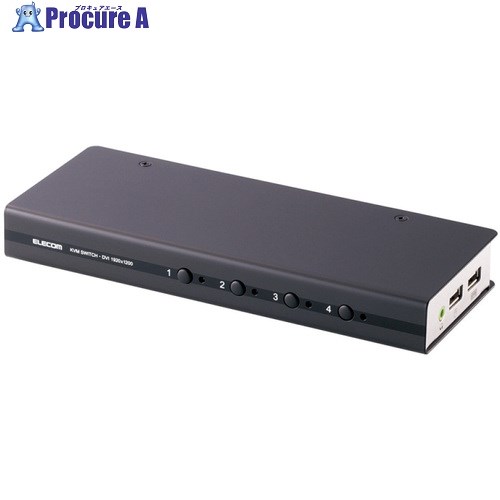 ELECOM パソコン切替器/DVI対応/BOX型/4ポート KVM-DVHDU4 1個 ■▼539-4121【代引決済不可】