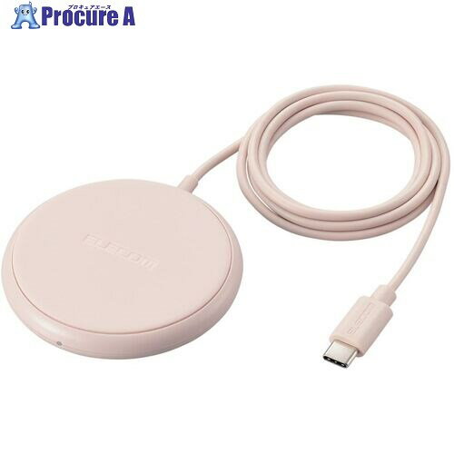 ELECOM Qi規格対応ワイヤレス充電器 5W 卓上 ケーブル一体 1m ピンク W-QA25PN 1個 ■▼654-6212
