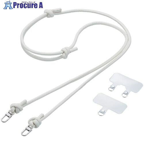 ELECOM スマホショルダーストラップ ストラップホールシート付属 レザー 丸紐6mm &me アイボリー P-STSDH2LR06IV 1本 ■▼666-2942