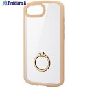 ELECOM タフスリムライトケース iPhone 16e用 フレームカラー 背面クリア リング付 カフェオレ PM-A25STSLFCRBE 1個 ■▼691-4294