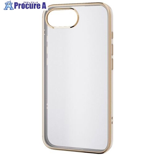 ELECOM ソフトケース iPhone 16e用 メタリックライン グレージュ PM-A25SUCTMLGB 1個 ■▼691-4301