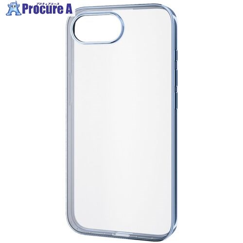 ELECOM ソフトケース iPhone 16e用 サイドメッキ メタリックペールブルー PM-A25SUCTMBU 1個 ■▼691-4353
