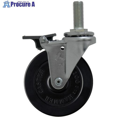 ハンマー ねじ込み式ゴムキャスター フロントストッパー シーソータイプ ねじ込み旋回式 ゴム車輪 ロー..