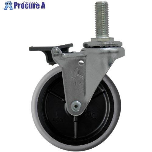 ハンマー ねじ込み式エラストマーキャスター フロントストッパー シーソータイプ ねじ込み旋回式 エラ..