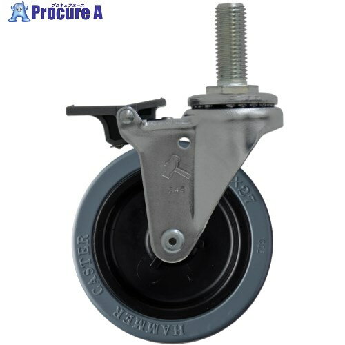 ハンマー ねじ込み式ゴムキャスター フロントストッパー シーソータイプ ねじ込み旋回式 ゴム車輪 ナイ..