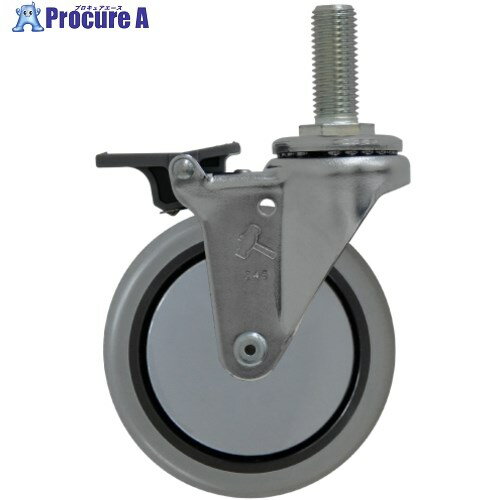 ハンマー ねじ込み式エラストマーキャスター フロントストッパー シーソータイプ ねじ込み旋回式 エラ..