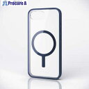 ELECOM ハイブリッドケース iPhone 16e用 フレームカラー MAGKEEP ネイビー PM-A25SMAG03NV 1個 ■▼690-6397