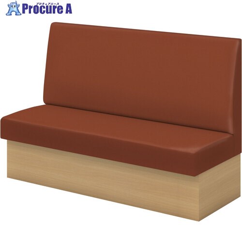 IRIS システムソファ 背面化粧なし W1500 ビニールレザー バーントレッド/土台 オーク FDFRSN-1560-V UP5060 KM307 1台 ■▼705-8167 【送料都度見積】※車上渡し