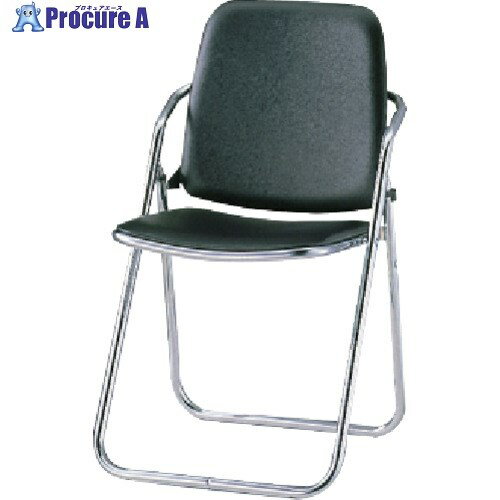 ライオン オリタタミ椅子 #334P ブラック NO.334P-BK(50765) 1脚 ■▼134-9971 【送料都度見積】