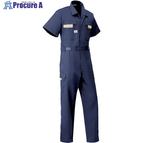 AUTO-BI SS(春夏)モデル 半袖つなぎ服8701-001ネイビーブルー-L 8701-001-L 1着 ■▼136-9420 【送料都度..