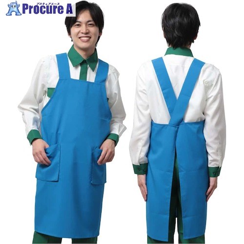 岡潮 ワンステップエプロン (ポリエステル100％) 8125 青色 8125 1着 ■▼612-6136 【送料都度見積】