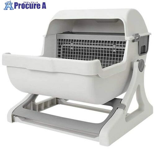 グリーンクロス 半自動猫トイレ 回転式 大容量 固まる猫砂用 手を汚さない 設置簡単 グレー 6300051823..