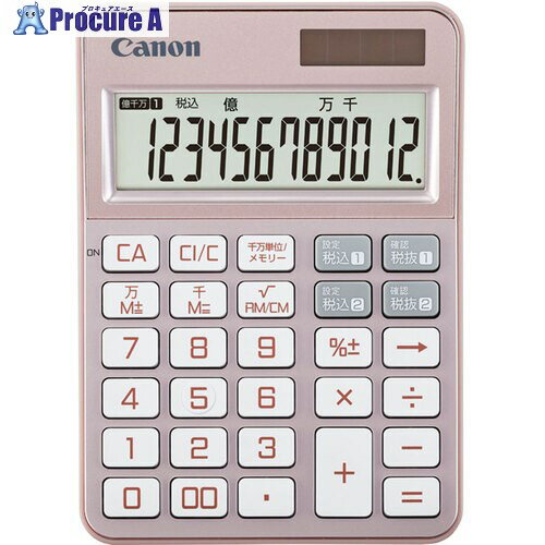 オフィス・住設用品 オフィス備品メーカー名キヤノンマーケティングジャパン（株）プラス名称 キヤノン商品名キヤノン　W税電卓　KS−126WUV−PG型式KS126WUVPGメーカー希望小売価格【税抜】open（税抜）オレンジブック年　ページ発注コード678-4870JANコード4549292228847特長●ポップでハンディな抗菌・抗ウイルス対応電卓です。用途仕様●桁数：12●縦(mm)：106●横(mm)：147●厚さ(mm)：25●色：ピンク●千万単位／メモリー計算切り替え機能●桁数の多い計算でもわかりやすい千万単位表示。●店頭や備品使用に適した抗菌・抗ウイルス仕様。材質セット内容／付属品注意原産国中国重量157G納期目安お取寄品（3〜5営業日）※欠品時別途連絡