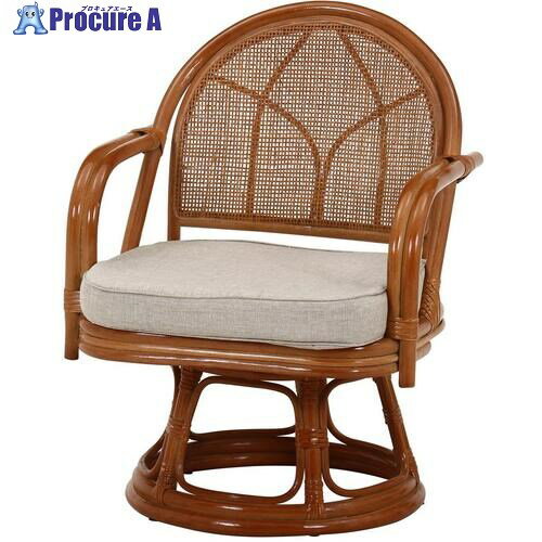 不二貿易 ラタン 回転チェア(ミドル) LBR-KD 1PC梱包 61872 1個 ■▼694-9200 【送料都度見積】