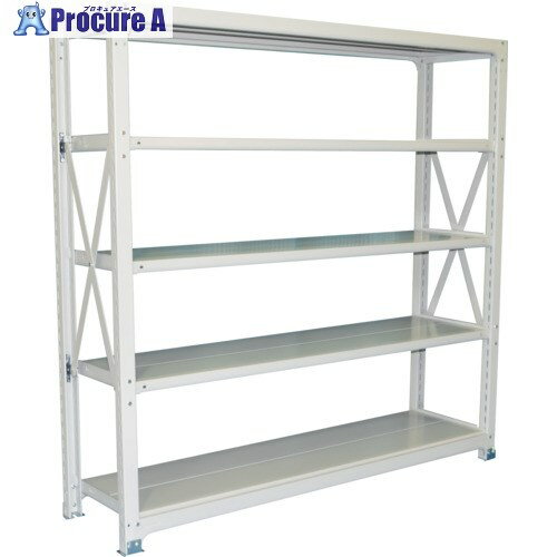 双福鋼器 中量ボルト式ラック 500kg 2100×1200×1490 天地4段 単体 ホワイトグレー MSH-74W4-SW 1台 ■▼699-4261