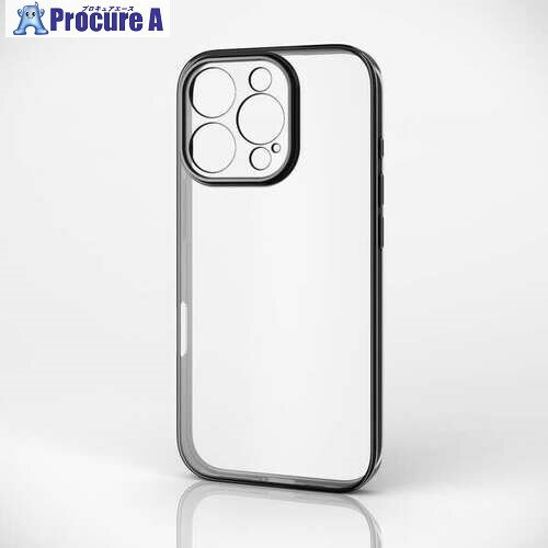 ELECOM ソフトケース iPhone 16 Pro用 極限保護 メタリック加工 メタリックブラック PM-A24CUCTMKBK 1個 ■▼698-0577