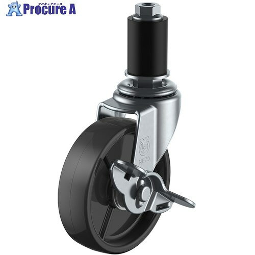 ユーエイ 差し込み式 自在 キャスター 黒ナイロン 車輪径75mm ストッパー付き Lタイプ LTF-S型 パイプ径16 LTF-75BNS-16 1個 ■▼363-9390 【送料都度見積】