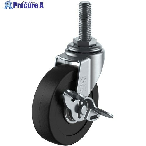 ユーエイ ねじ込み式 自在 キャスター 導電ゴム 車輪径75mm ストッパー付き Lタイプ LT-S型 ネジ寸法M12×14ピッチ1.25 LT-75RHES-M12-14 1個 ■▼364-0927 【送料都度見積】