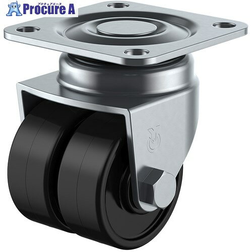 ユーエイ プレート式 自在 双輪低床キャスター 黒ナイロン 車輪径50mm Hタイプ HG-W型 取