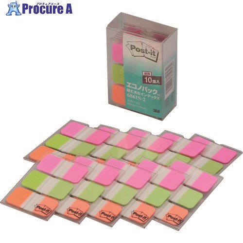 3M ふせん ポスト・イット ジョーブ 超丈夫なインデックス 40×18mm 10枚×3色 6861S-2 1箱 ▼433-6461