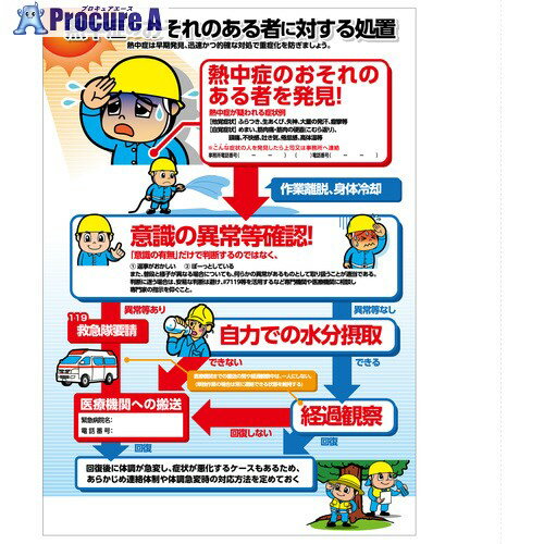 グリーンクロス 熱中症注意ポスター 熱中症のおそれのある者に対する処置 NP-19 6300070389 1枚 ■▼713-0730 ※個人宅様送り不可