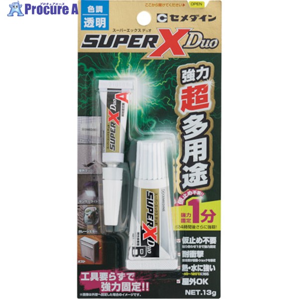 セメダイン 【工具要らずで強力固定】 スーパーXデュオ(Duo)(透明) P13gセット AX-231 AX231 1S ▼257-2194