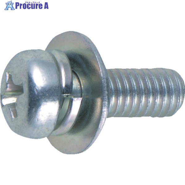 TRUSCO ナベ頭座金組込ねじ P＝3 三価白 M4×16 61本入 (ばね座金＋JISワッシャー付き) B750-0416 1パック ▼300-3736