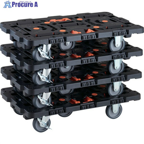 TRUSCO まとめ買い 連結式樹脂製平台車 ビートル 700X450 自在3輪 内2輪ストッパー付 とめたろう付 4台セット BT700J3S2-E100T-M4 1S ▼235-8966