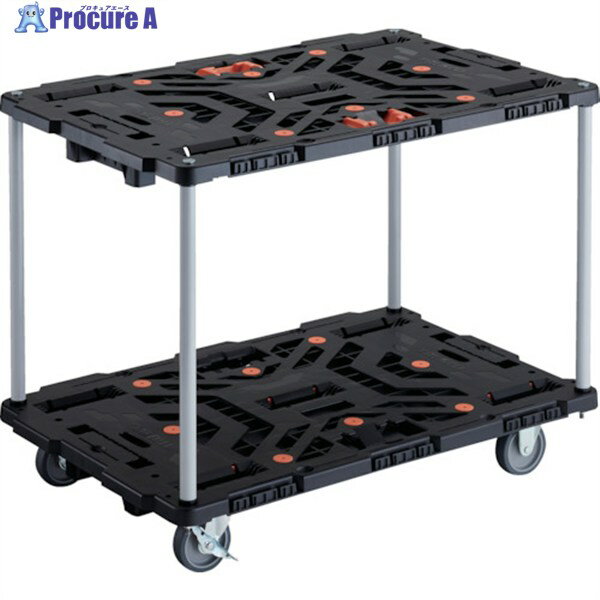 TRUSCO 連結式樹脂製2段台車 ビートル 900X600 自在3輪 内2輪ストッパー付 とめたろう付 ハンドルなし BT920J3S2-E100T 1台 ▼236-0466