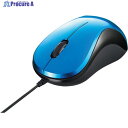 BUFFALO 有線 BlueLED光学式マウス 静音/3ボタン ブルー BSMBU100BL 1個 ▼362-8364
