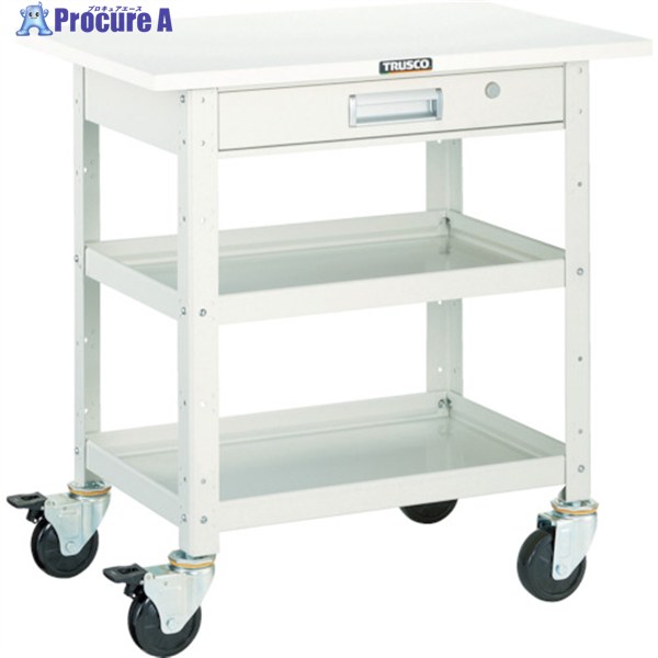 TRUSCO ツールワゴン バーディワゴン 750X500 引出 天板付 ホワイト BDW-972TV-W 1台 ▼450-1667