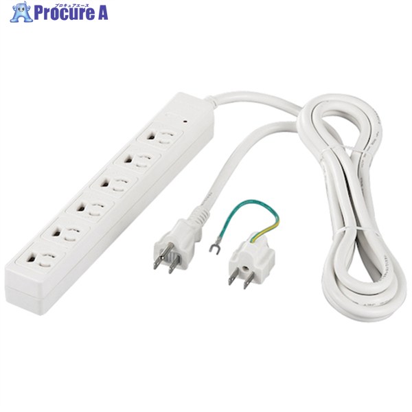 BUFFALO RoHS対応 3ピン式電源タップ 6個口タイプ マグネット付 5m ホワイト BSTAPMS3650WH 1個 ▼452-6..
